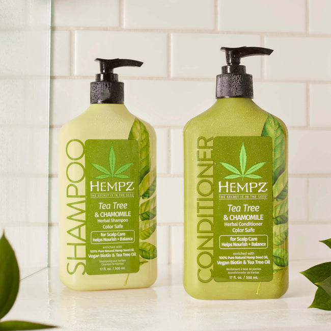 Hempz Tea Tree & Chamomile Shampoo & Conditioner for Scalp Care with Vegan Biotin